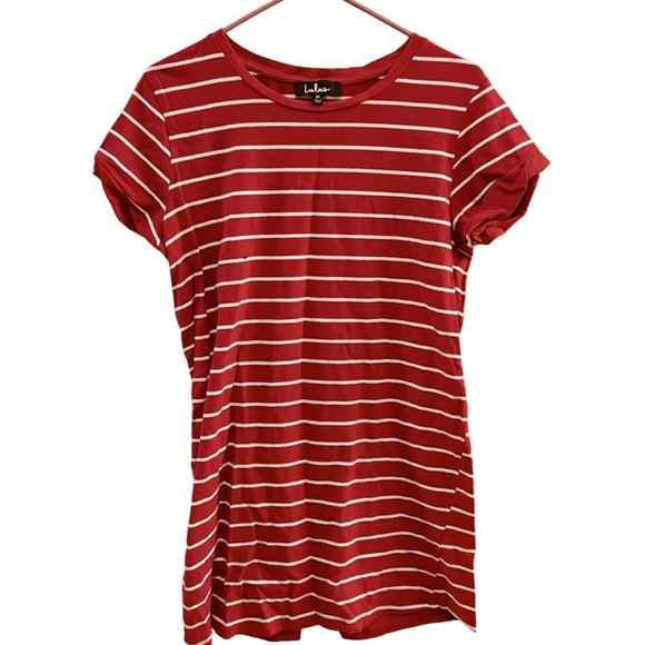 Lulus Red & White Striped Mini T-Shirt Dress S - Picture 4 of 10